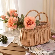 Flower Arrangement Basket Picnic Basket Storage Basket Rattan Shopping Basket Portable Woven Fruit B