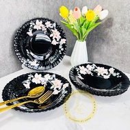 PEARLY BLOOM | OPAL 🇲🇾 9.5” Dinner/Soup Plate (6pcs) Giacomo Opal Glassware Opal Dinner Set Viral Pi