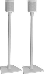 Sanus Speaker Stands Pair for Sonos One, One SL &amp; Play:1 Speakers - Premium Fixed Height Speaker Stand w/Built-in Cable Management Channels &amp; Easy 3-Step Install - White Stands Pair