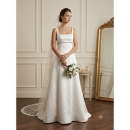 A-Line Squareneck Wedding Dress, Preparation Dress, Civil Wedding dress for petite