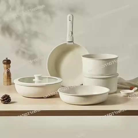 Frying Pan Soup Pan Household Induction Cooker Ceramic Non-stick Pan Removable Handle Set Pot Set