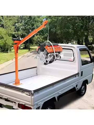 12V 3500 lb Capacity Electric Winch Truck Crane, Folding Steel Jib for 1100 lb Load Pickup Trucks