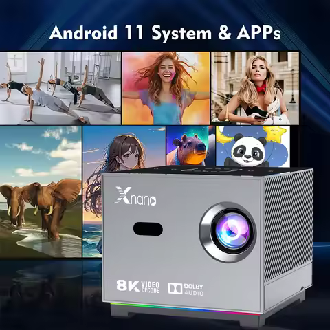 Xnano Projector Full HD 1080P Native 4K High Definition X3 Android Mini Portable Beam Video Home The