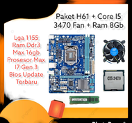 Paket Mainboard H61 Core i5 3470 Fan Ram 8GB Asus Gigabyte