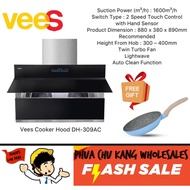 VEES 1600 m3/h Cooker Hood Tempered Glass Touch Control Auto Cover Open System Chimney Hood DH-309AC