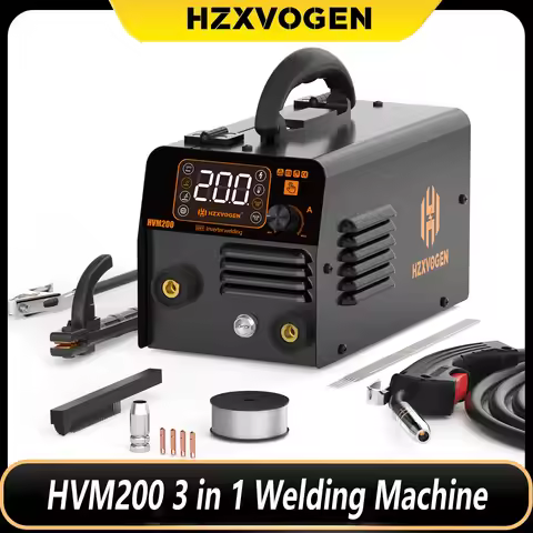 HZXVOGEN 3 in1 HVM200 Semi-Automatic MMA Mig Welding Machine Inverter Welder Synergy Tool Non Gas Fo