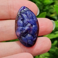 天然高品皇家紫舒俱来玉化料雕刻件吊坠❤Natural High Grade Translucent Sugilite Royal Purple Carved Pendant