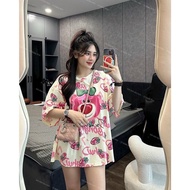 Áo Thun Cotton Khô 3158 Form Rộng - Gấu Dâu In Full