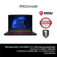 MSI Katana GF66 11UE-855MY 15.6" 144Hz Gaming Laptop Black (i7-11800H, 16GB, 512GB, RTX3060, Win11H)