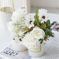 Home Fall Daisy Flower For Hybrid Wedding Fake Decor Silk Lavender Artificial Rose