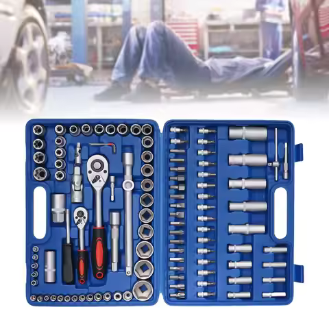 94/108pcs Drive Socket Set Box Ratchet Wrench Set with Sockets Metric Hex Bit Socket Set Mechanic To