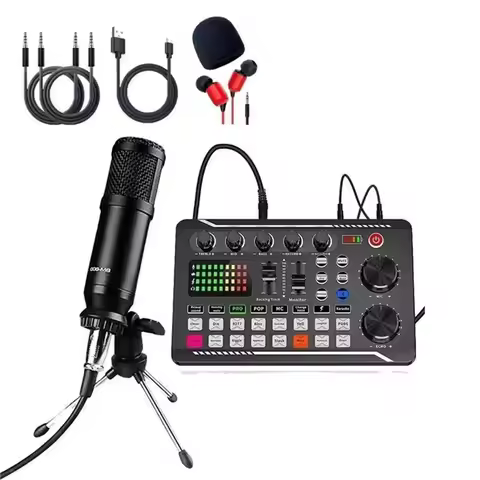 F998 Sound Card Podcast Equipment Bundle,With Microphone Set ,Music/Recording Live Streaming For DJ 