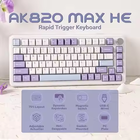 AJAZZ AK820 MAX Magnetic Switch Gaming Keyboard — Hall Effect, Macro Modes, Hot-Swappable (Ideal for