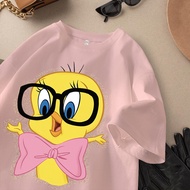 YS BUYER Tshirt Short Sleeve Oversize Unisex Korean Style Tweety Magic Motif 100% Cotton Material Co