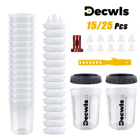 5.5 oz/165ML Spray Gun Paint Mixing Cup No Cleaning Spray Gun Tank Easy to Stir 15/25 Pcs Disposable