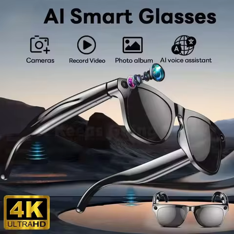 4K HD AI Smart Glasses Chat 260Mah Battery Voice Assistant Control GPT 100MP Camera Bluetooth Call S