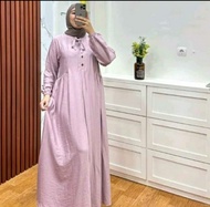 Gamis syari bahan polo linen polos busui Gamis Hanum dress