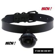 F/Black Bell Collar/Bell Necklace/Cat Necklace Necklace/Leather Necklace/Europe America/choker/Leath