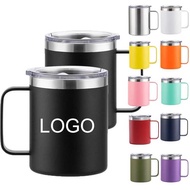 304 Stainless Steel 12oz14oz Mug with Handle Thermos Cup Outdoor Portable Office Coffee Cup