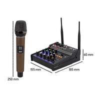 Audio Console Karaoke DJ KTV Mixer 4 Channel with 2 Microphones