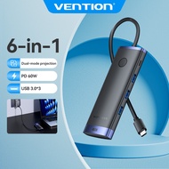 Vention 6-in-1 USB-C Hub High Speed PD 60W 4K 30Hz Hdmi 3 USB 3.0 Hub For ipad Laptop PC
