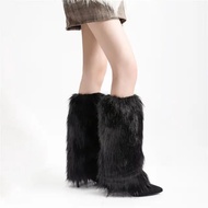 Fur leg warmer winter - Korean Fur Socks winter cosplay outfit y2k japanese punk hot girls gothic ha