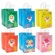 Cross-border Hot Sale Cartoon Shark Kraft Paper Tote Bag Birthday Party Gift Bag Yellow Pink Blue Green Baby Candy Bag Children Birthday Gift Bag