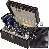 Mycketop Keyless Go Protection Box and 2 Faraday Bags, RFID Signal Blocker for Car Keys, Phone, Cred