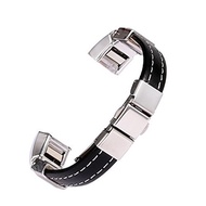 (bayite) bayite Leather Bands for Fitbit Alta HR and Alta Silver Metal and Leather