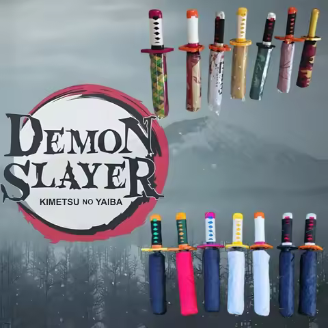 Demon Slayer Katana Umbrella 3-folding Roronoa Zoro Anime Sword Umbrella Kurosaki Ichigo Parasol Por
