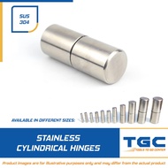 5PCS Stainless Cylindrical Hinges Circular M12 x 25mm (50mm overall length)