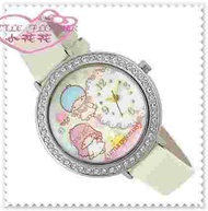 ♥小花花日本精品♥Hello Kitty 雙子星 邊框水鑽時尚錶/皮製手錶 手表 32052008