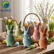 AQUAGEM Easter Bunny Statue, Plush Solid Color Flocked Rabbit Figures, Handmade 3D Standing Foam wit