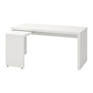 MALM L型書桌/工作桌, 白色, 151x65 公分