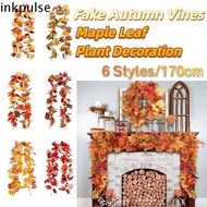 INKPULSE​ Red Autumn Maple Leaves, Creative 1.7m Artificial Maple Garland, Autumn Leaf Garland Reali