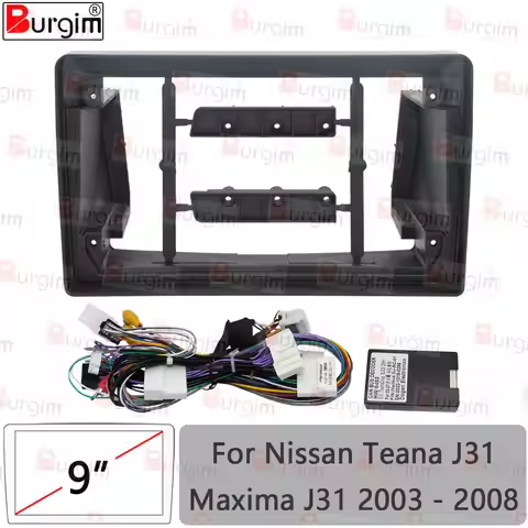 Burgim Car Android Radio Frame For Nissan Teana J31 2003-2008 9 inch 2DIN Stereo Fascia Panel 16PIN 