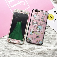 Sanrio Stars KIKI LALA oppo r9 r9s r11 r11s plus Phone Full Cover Case Tempered Glass Screen Protec