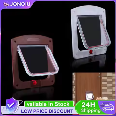 Cat Flap Door with 4 Way Lock Pet Door Small Pet Gate Door Kit for Cats & Dogs