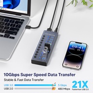 10-Port USB3.0 HUB Ten-Port HUB Docking Station with Independent Switch 12V Power Charging USB Split