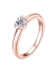 1入組0.5克拉心形閃爍石女戒，100% 925純銀D-E色VVS1 5x5mm心形切割單鑽訂婚紀念結婚戒指珠寶禮物，配有GRA證書與新娘珠寶鑲嵌鑽石
