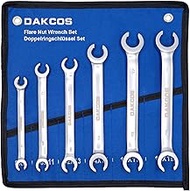 DAKCOS 6-Piece Brake Line Wrench Set, Open Double Ring Spanner Set, SW 8 x 9 mm, 10 x 11 mm, 12 x 13