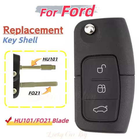 Lucky 2/3 Buttons Ford remote key Replacement Shell HU101/FO21 Blade For Ford Focus Mondeo Fiesta Ec