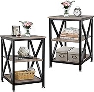 Side Tables Living Room Set of 2, 16" D x 16" W x 24" H, Indoor End Tables Living Room with Storage 