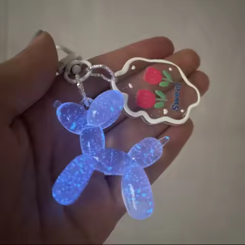 Balloon Dog Luminous Keychain Balloon Dog Glow At Night Pewndant Keyring Accessories Backpack Bags P