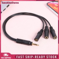 ♚SunshineStores✪  32cm 3.5mm Male Plug to 3 Way 3 Output Stereo Female Audio Splitter Cable Wire C