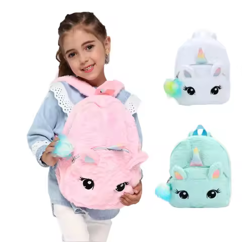 Unicorn Plush Big Eyed Backpack Soft Plush Toys Kindergarten Children's Cartoon Backpack Little Girl