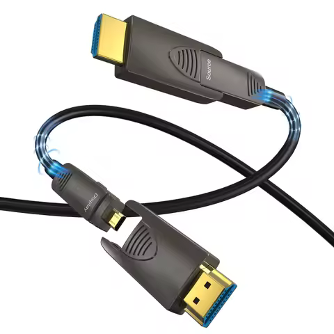 Detachable Fiber Optic Cable, 8K HDMI 2.1, Type A +, Type D, 8K @ 60Hz, 4K @ 120Hz, 48Gbps, 15m, 20m
