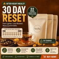 Hocha 30 Days Metabolism Booster Tea | 22 Years Aged Puer with Premium Chrysanthemum | 3 Packs x 10 