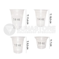 r nc gelas plastik bening / gelas plastik datar 10 oz /12 oz / 14 oz /