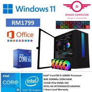 (NEW)INTEL CORE I5 10400F , 8GB RAM DDR4 , 512GB SSD , WINDOWS 11 , RGB CASING 4 COOLING FAN , 1 YEAR WARRANTY